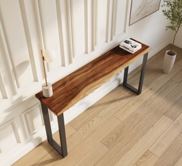 Acacia Live Edge Bench with Black U Shaped Legs/Natural Color